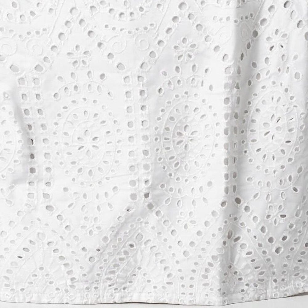J.Jill White Eyelet Layered Sleeveless Top Detailed Cutout Pattern Medium - Picture 5 of 8